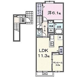 スタービレNAKAO 1LDKの間取図画像