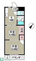 宮根第2コーポ 2DKの間取図画像