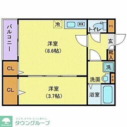 ジーメゾン豊春 1LDKの間取図画像