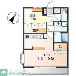 ライム・ライト・アゲオ参番館 1LDKの間取図画像