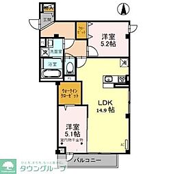 メゾン・ド常磐 2LDKの間取図画像