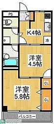 久喜東マンション 2DKの間取図画像