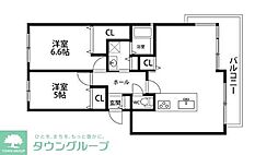 パスト大宮 2LDKの間取図画像