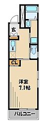 グランディール上落合 1Kの間取図画像