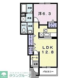 プラシードメゾン 1LDKの間取図画像