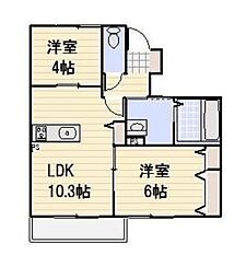 メゾンシャルマン 2LDKの間取図画像