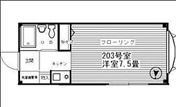 小田急小田原線 喜多見駅 徒歩8分の賃貸アパート 1階1Kの間取り