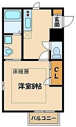 小田急小田原線 千歳船橋駅 徒歩12分の賃貸マンション 1階1Kの間取り