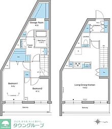 京王井の頭線 西永福駅 徒歩5分の賃貸マンション 1階2SLDKの間取り