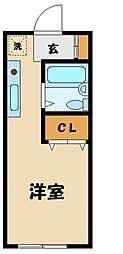 京王線 布田駅 徒歩11分の賃貸アパート 1階ワンルームの間取り