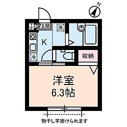 小田急小田原線 下北沢駅 徒歩6分の賃貸アパート 1階1Kの間取り