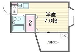 京王線 仙川駅 徒歩11分の賃貸アパート 1階ワンルームの間取り