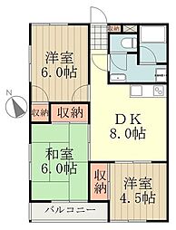 クローバーハイツ 3階3LDKの間取り