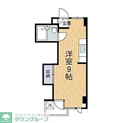 京王線 千歳烏山駅 徒歩4分の賃貸マンション 5階ワンルームの間取り