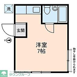小田急小田原線 経堂駅 徒歩6分の賃貸アパート 1階ワンルームの間取り