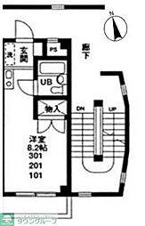 京王井の頭線 西永福駅 徒歩4分の賃貸マンション 1階1Kの間取り
