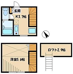 小田急小田原線 喜多見駅 徒歩13分の賃貸アパート 1階1Kの間取り