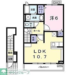 小田急小田原線 喜多見駅 徒歩12分の賃貸アパート 2階1LDKの間取り
