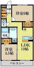 JR中央線 武蔵境駅 徒歩8分の賃貸アパート 1階2LDKの間取り
