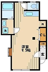京王線 柴崎駅 徒歩10分の賃貸アパート 1階ワンルームの間取り