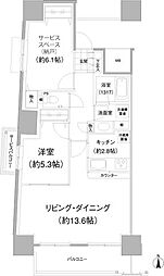 JR中央線 武蔵境駅 徒歩1分の賃貸マンション 6階2LDKの間取り