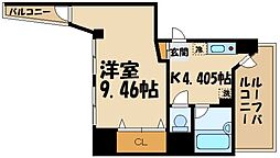京王線 千歳烏山駅 徒歩3分の賃貸マンション 5階1Kの間取り
