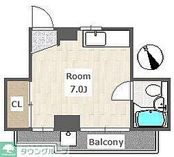 小田急小田原線 千歳船橋駅 徒歩4分の賃貸マンション 4階ワンルームの間取り
