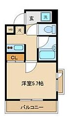 小田急小田原線 喜多見駅 徒歩5分の賃貸マンション 2階1Kの間取り