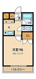 京王線 千歳烏山駅 徒歩8分の賃貸マンション 3階1Kの間取り