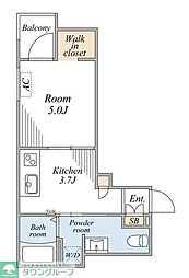 西武多摩川線 多磨駅 徒歩25分の賃貸アパート 2階1Kの間取り