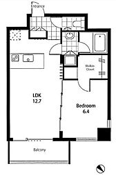 小田急小田原線 成城学園前駅 徒歩2分の賃貸マンション 8階1LDKの間取り