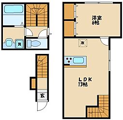 リベルテ経堂 1階1LDKの間取り