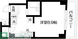 東急世田谷線 若林駅 徒歩7分の賃貸マンション 4階1Kの間取り