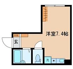グランメゾン代田橋 2階ワンルームの間取り