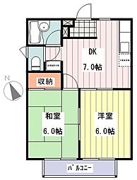 京王井の頭線 西永福駅 徒歩6分の賃貸アパート 1階2DKの間取り