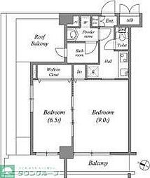 京王線 代田橋駅 徒歩12分の賃貸マンション 8階2Kの間取り
