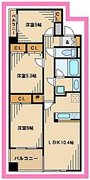 京王線 つつじヶ丘駅 徒歩3分の賃貸マンション 4階3LDKの間取り