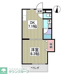 第2成城島田マンション 1Kの間取図画像