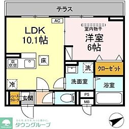 Chateau Avenir 調布 1LDKの間取図画像