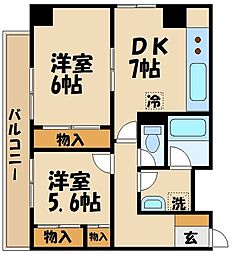 ミール千歳烏山 2DKの間取図画像