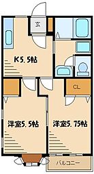 マミーハウス 2DKの間取図画像