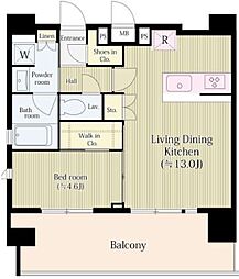 アジールコート桜上水 1LDKの間取図画像