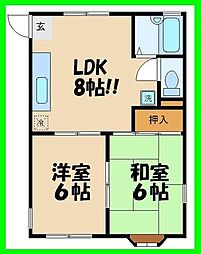 メープルハイツ 2LDKの間取図画像