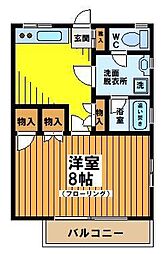 シャトル浜田山2 1Kの間取図画像