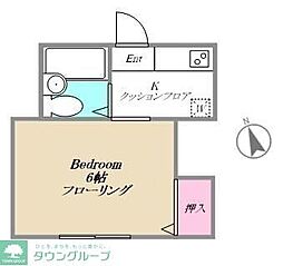 サンライズマンション 1Kの間取図画像