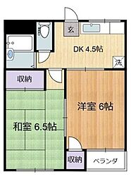 ハイツプリズムB 2Kの間取図画像