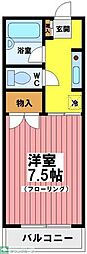 アゼリアハイツ 1Kの間取図画像