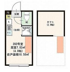 ハーモニーテラス久我山2 ワンルームの間取図画像