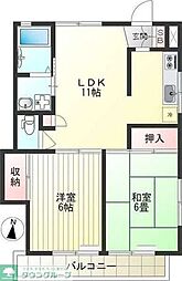 中原グリーンハイツ 2LDKの間取図画像