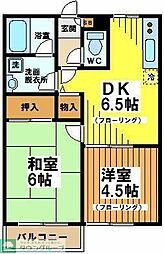 グリーンハウス3 2DKの間取図画像